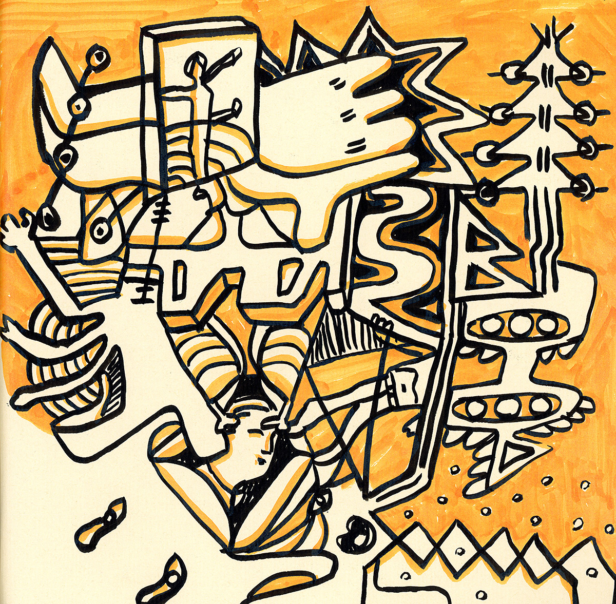 Grouping, ink color on paper
