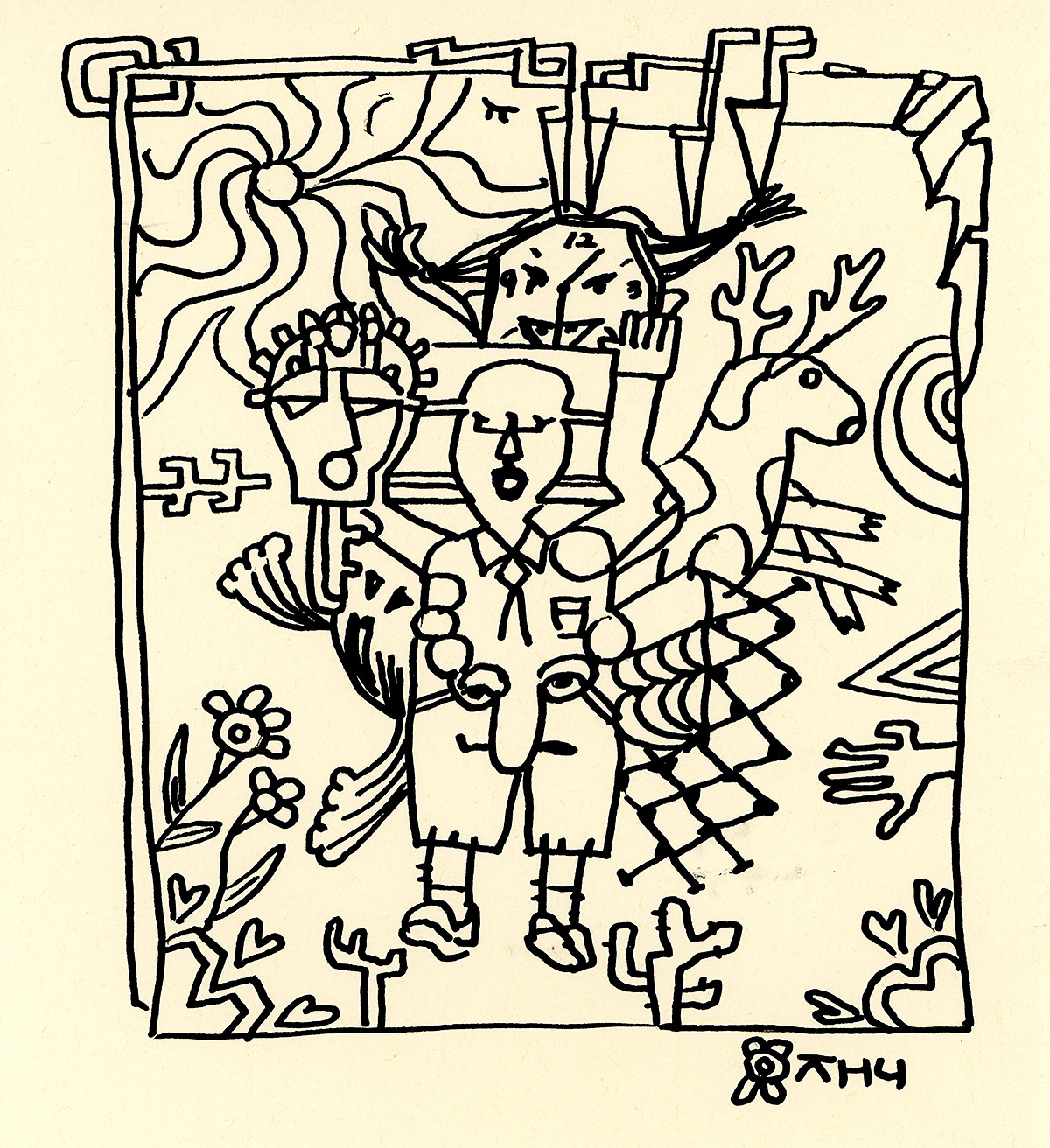 12:30 on Christmas Eve, ink on paper
