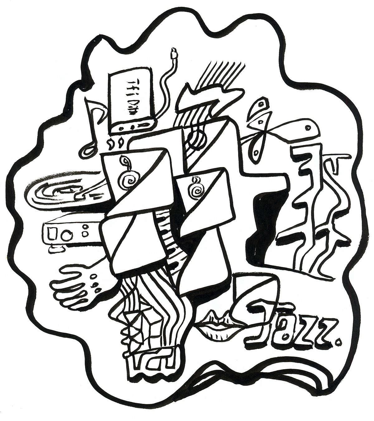 Jazz, ink and brush on paper