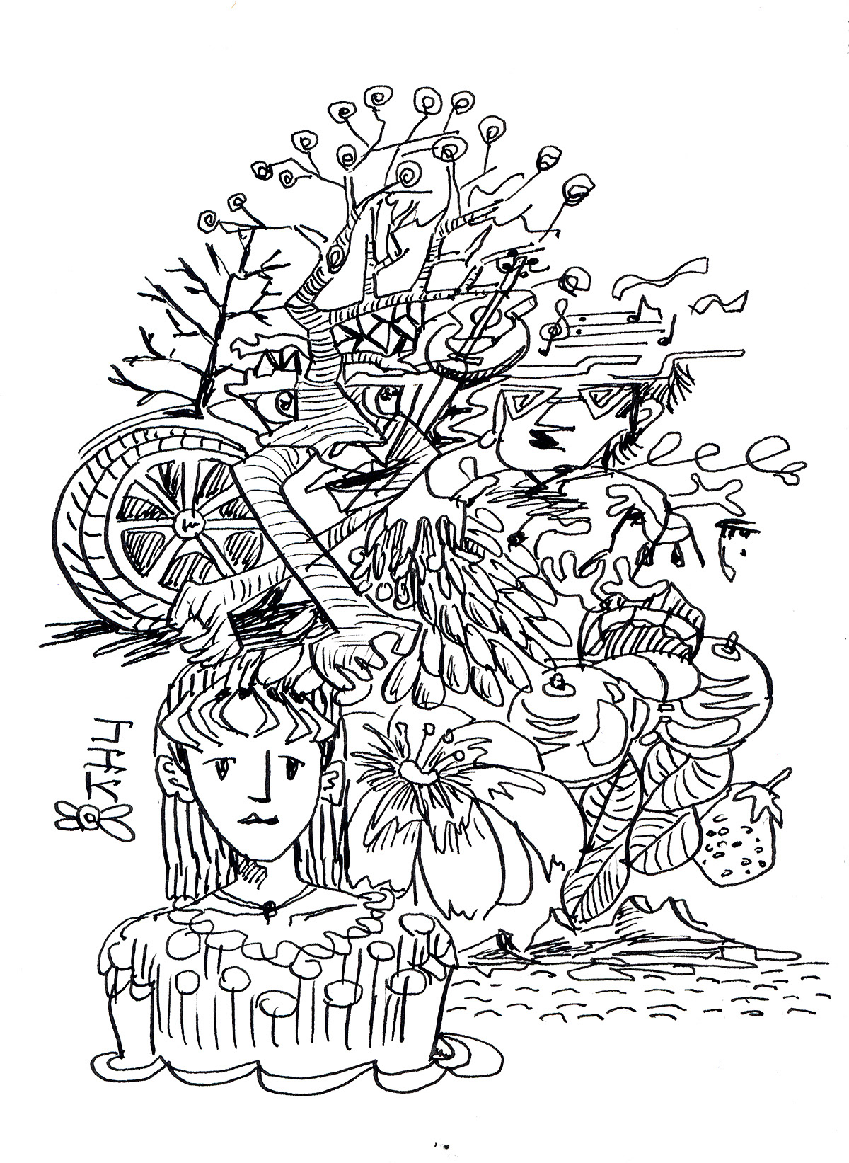 Conception: Greedy She, ink on paper