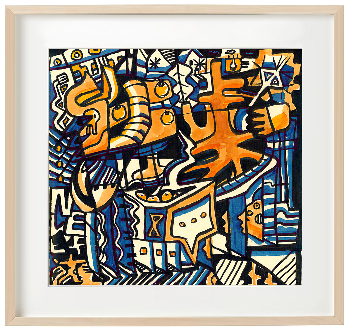 Grouping, ink color on paper