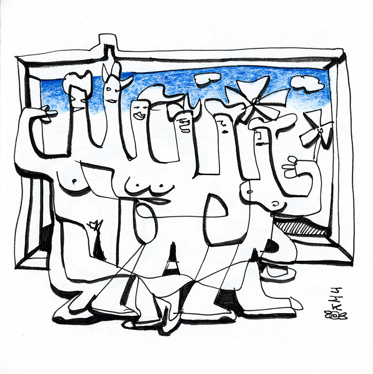 Family, ink on paper