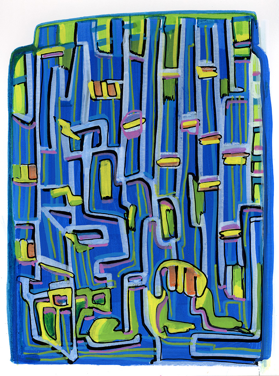 Symbols. Acrylic on colored paper