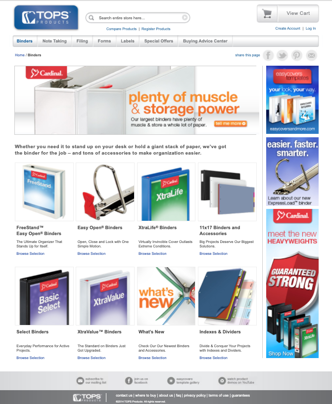 Binders Category Page