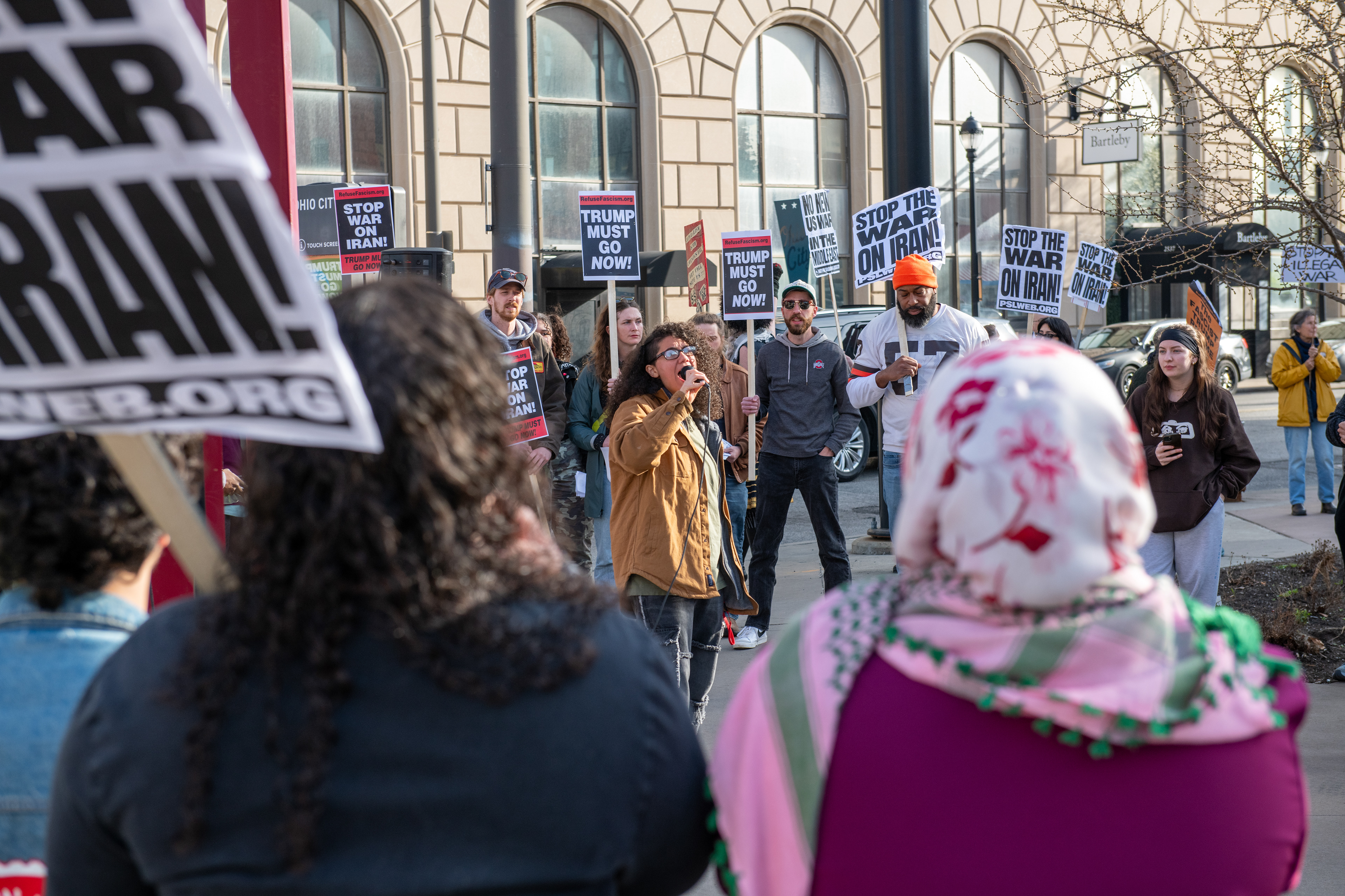 Anti-War protestors gather in Cleveland's Market Square Park on April 8th, 2026