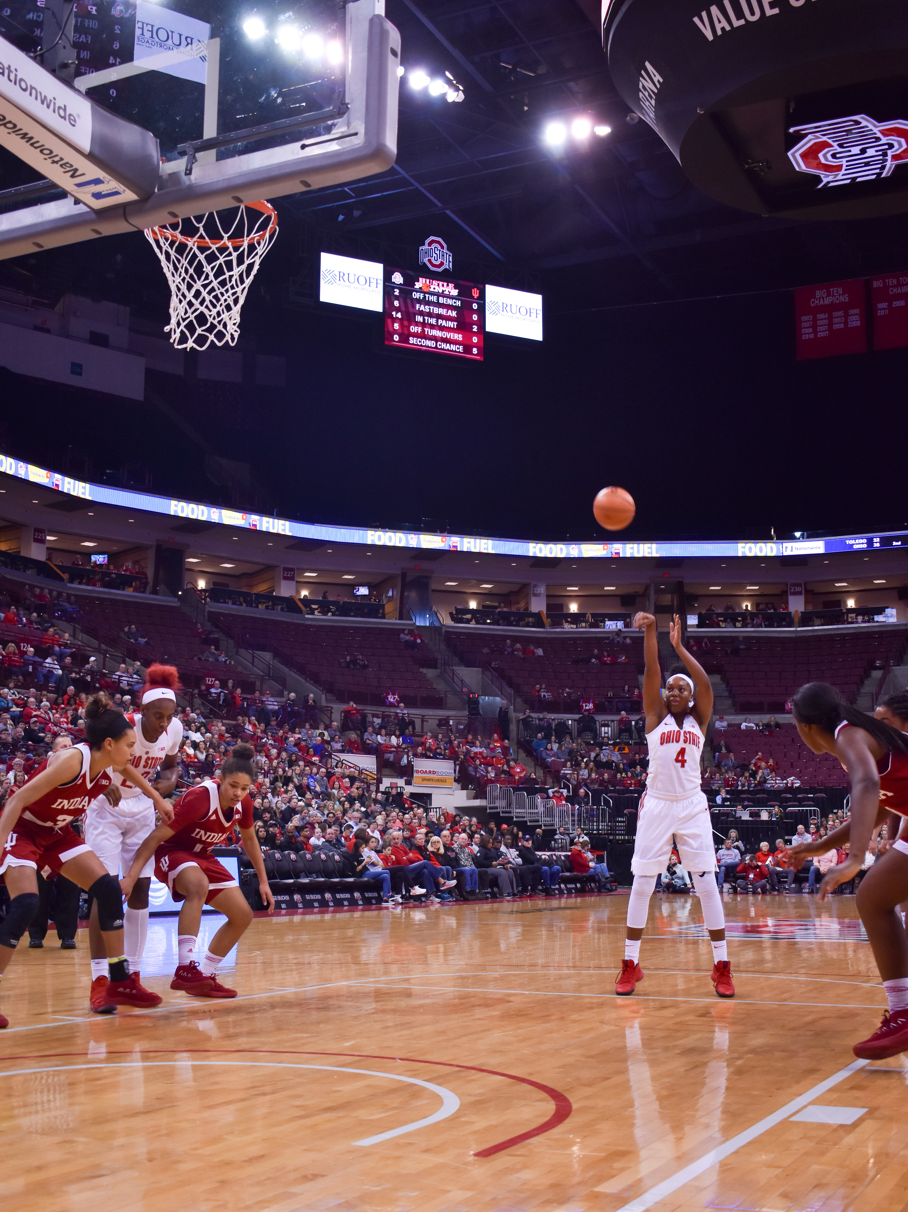Sierra Calhoun shoots her second free throw vs. Indiana University