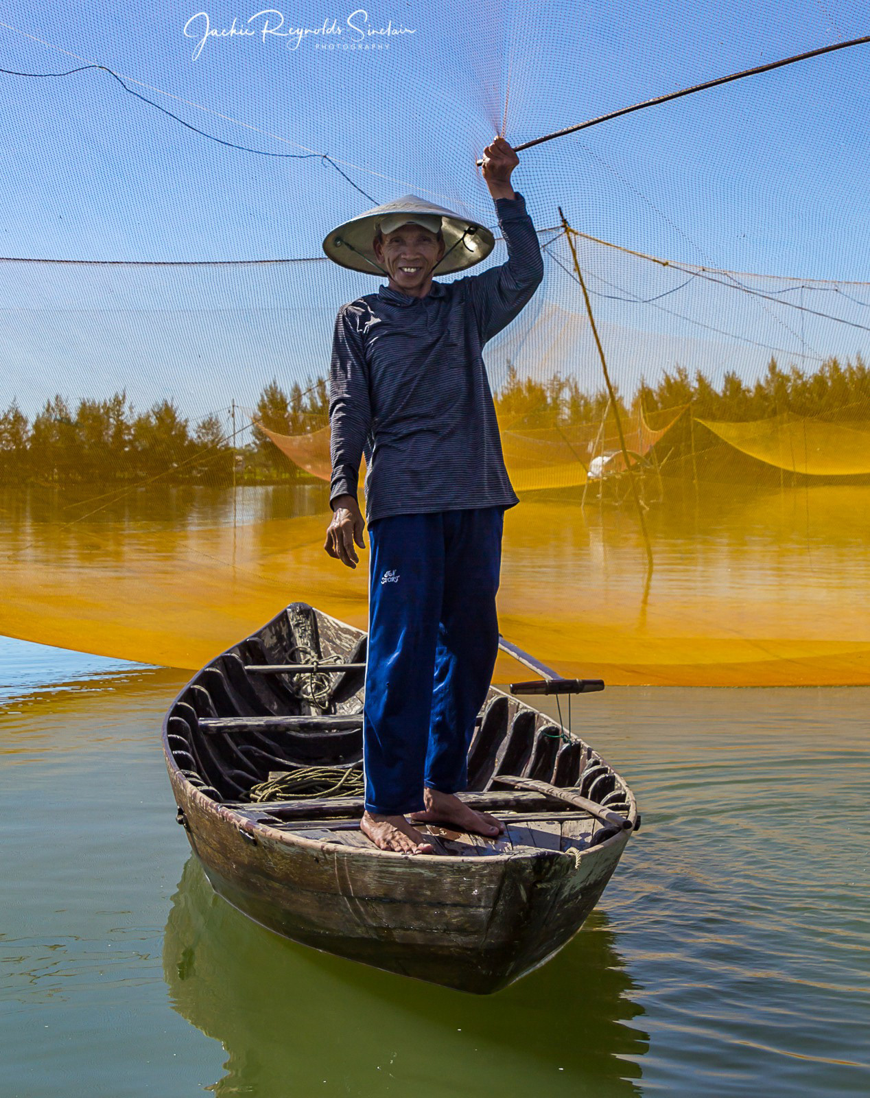 Mo, a fisherman for over 50 years on the Thu Bồn River near Hoi An