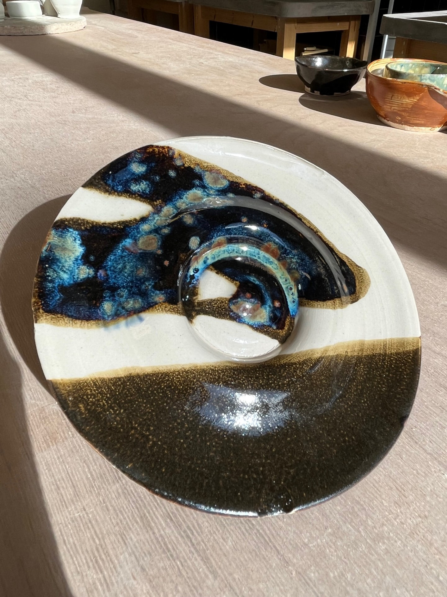 Black Tenmoku X Crystalline Glaze (Mayoco Blue Azure)
