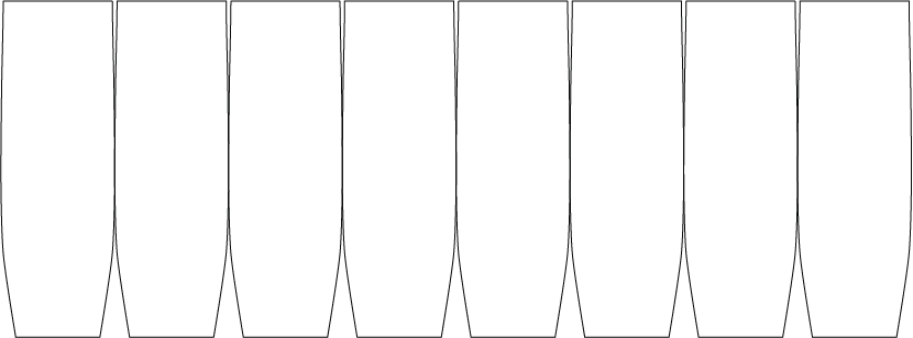 Pattern for an average ceramic cup as if it was cut open and laid flat