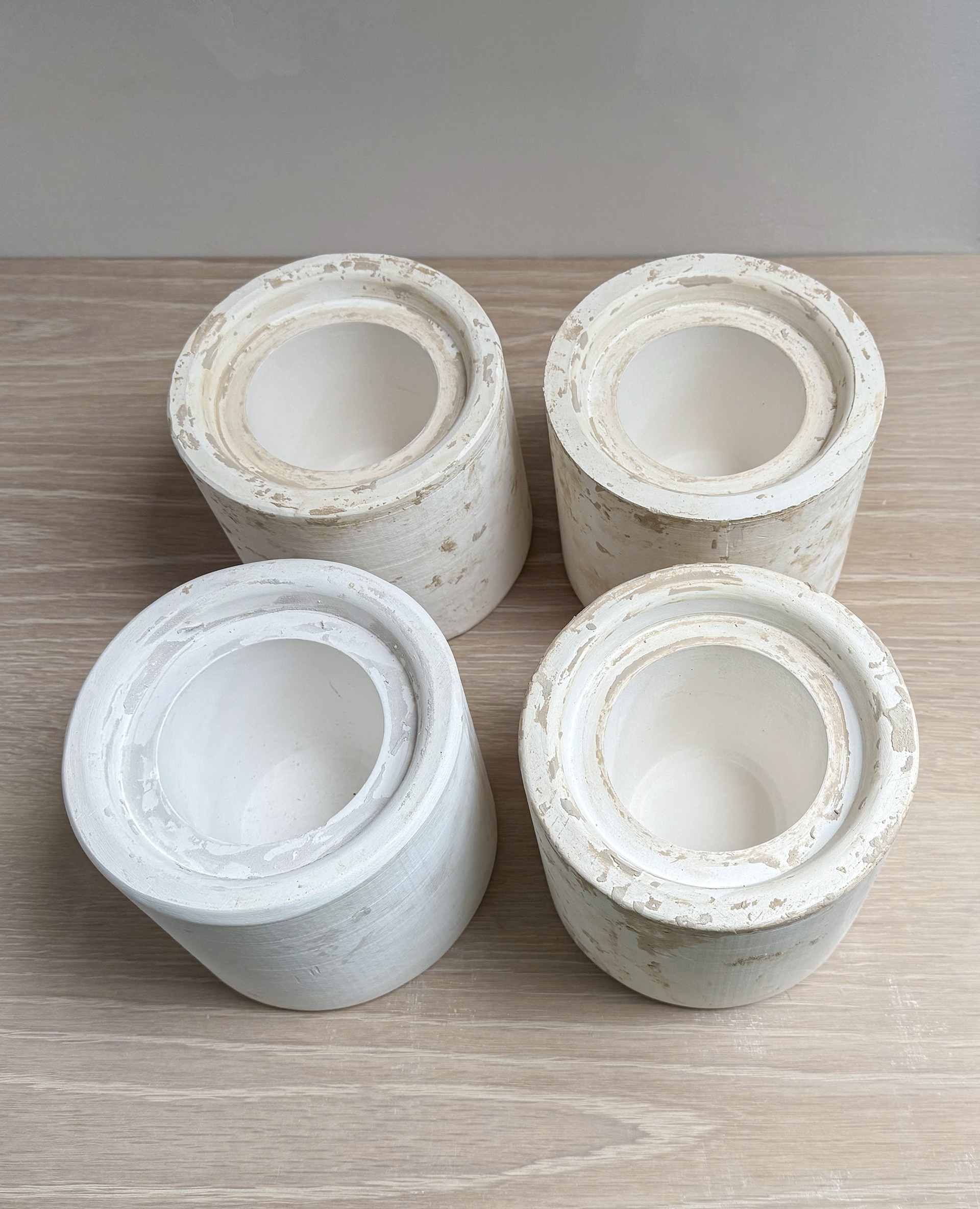Four plaster moulds made from one 3D printed mould