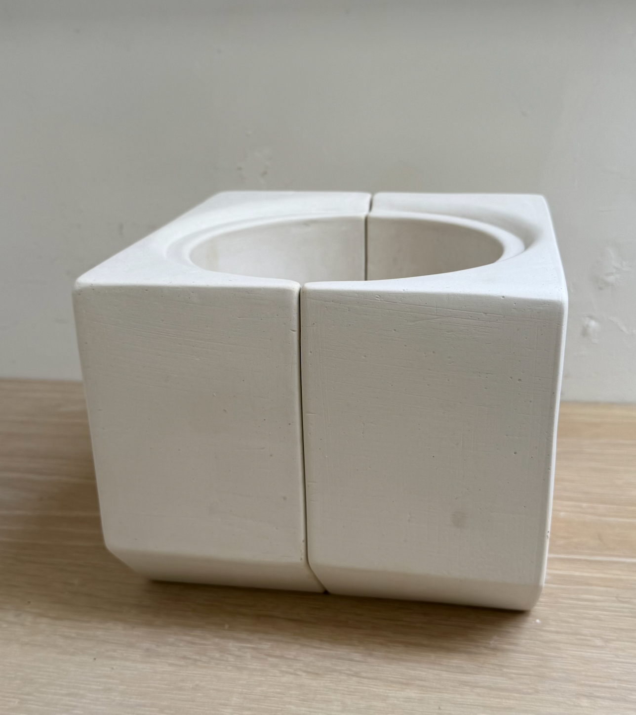 Two part plaster mould for a planter