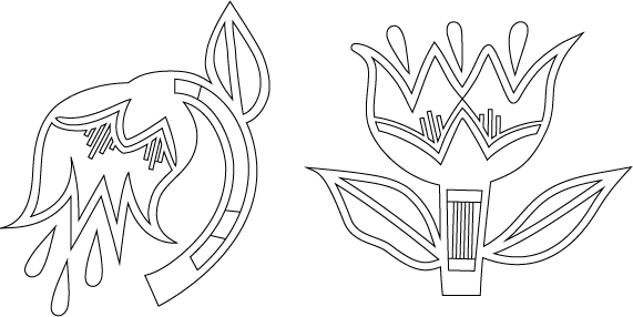 Outlines of a digital design for vinyl cutting