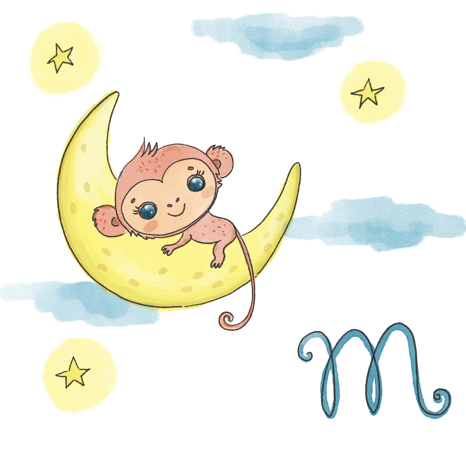 M - Moon, monkey