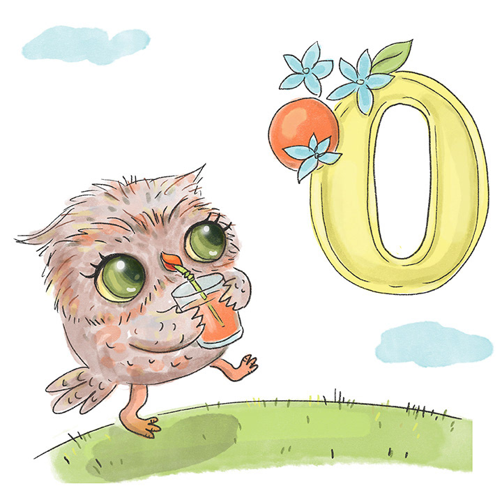 O - Orange, owl