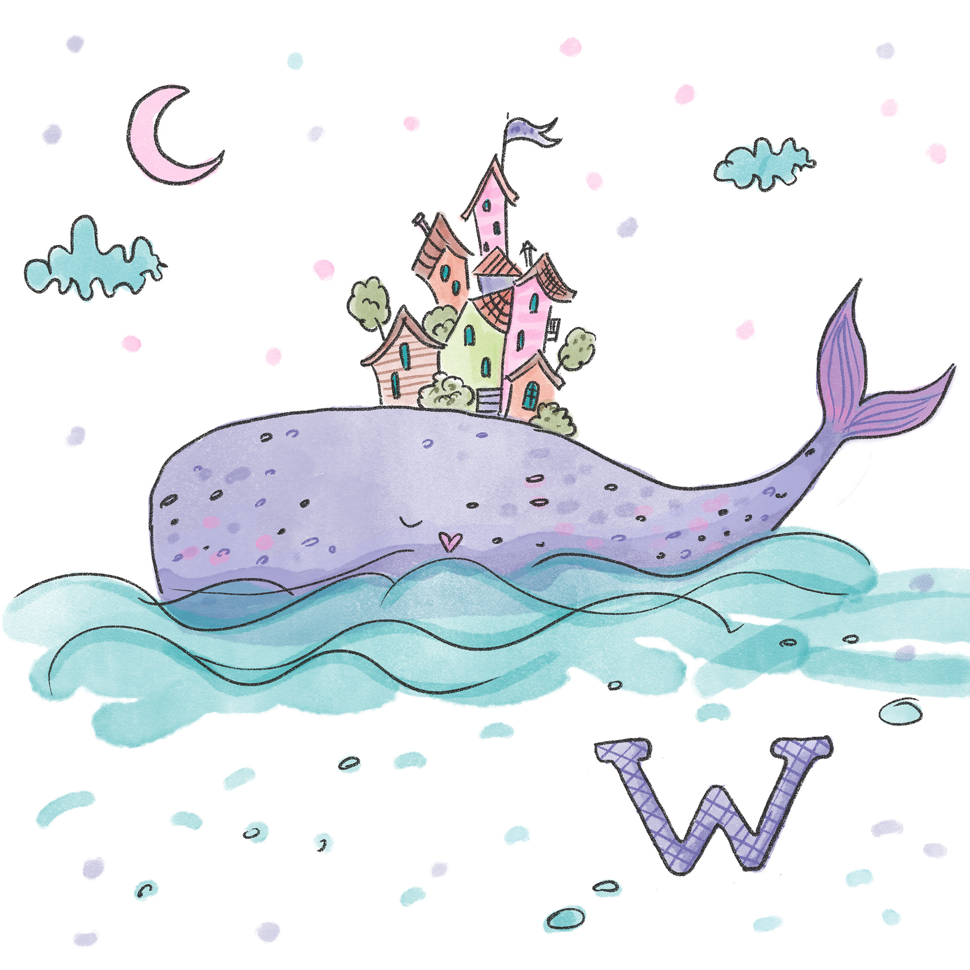 W - Whale, wave