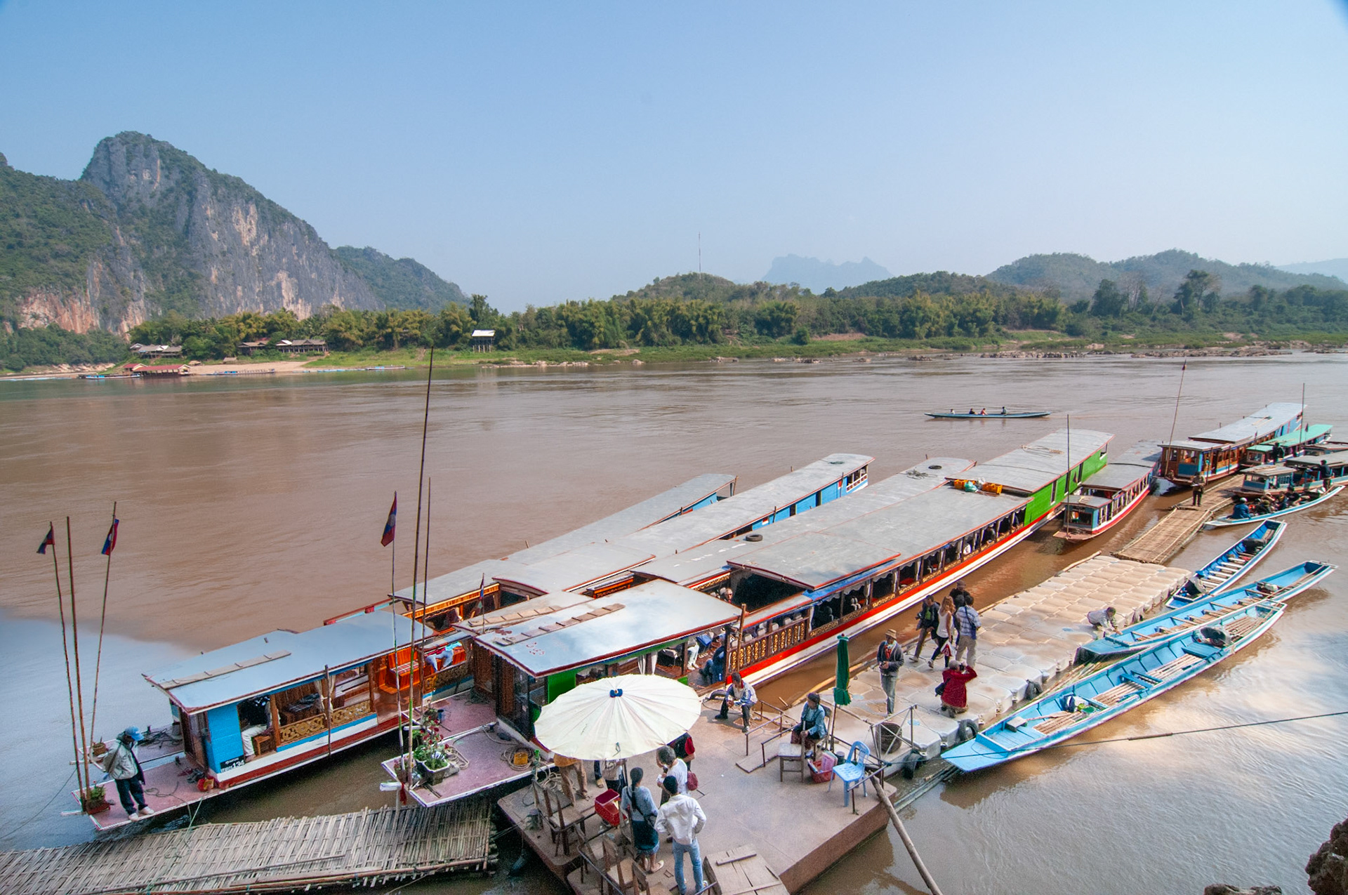 Arriving at Pak Ou Caves