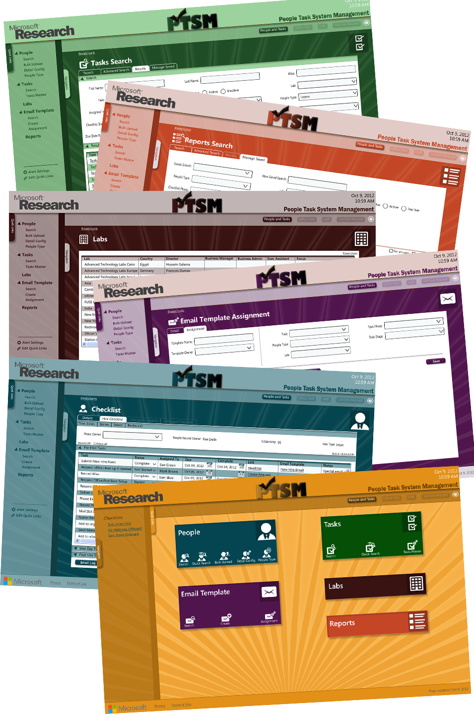 Screen comps for People Task System ManagementSystem Management