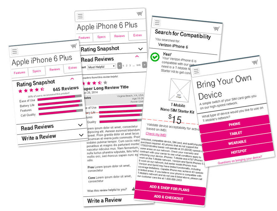 Wireframes for Bring Your Own Device