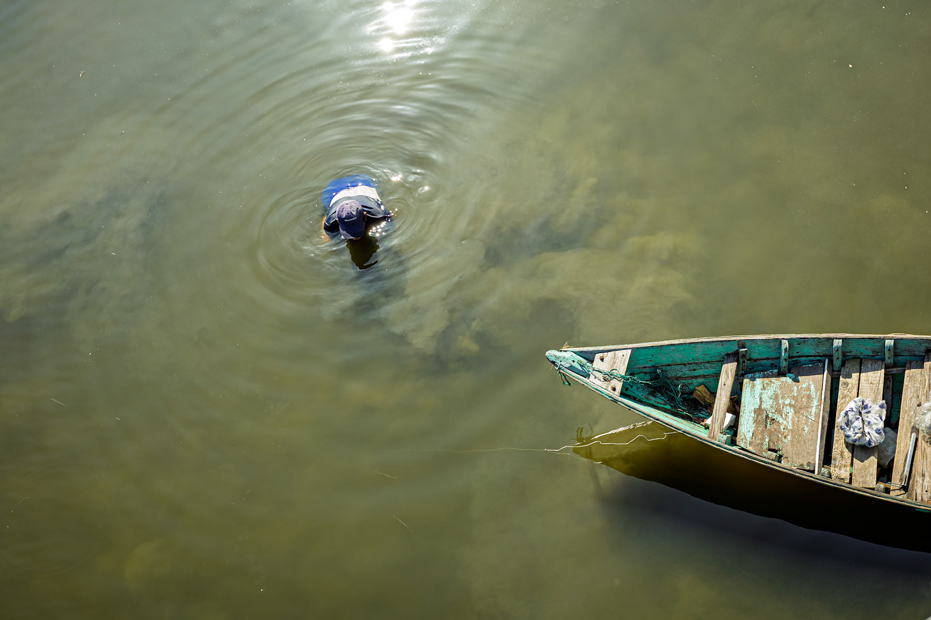 A solitary moment afloat, where silence speaks louder than words