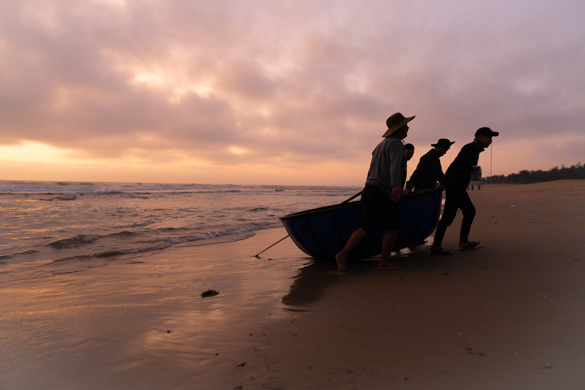 Morning rituals etched in the flow of tides and toil
