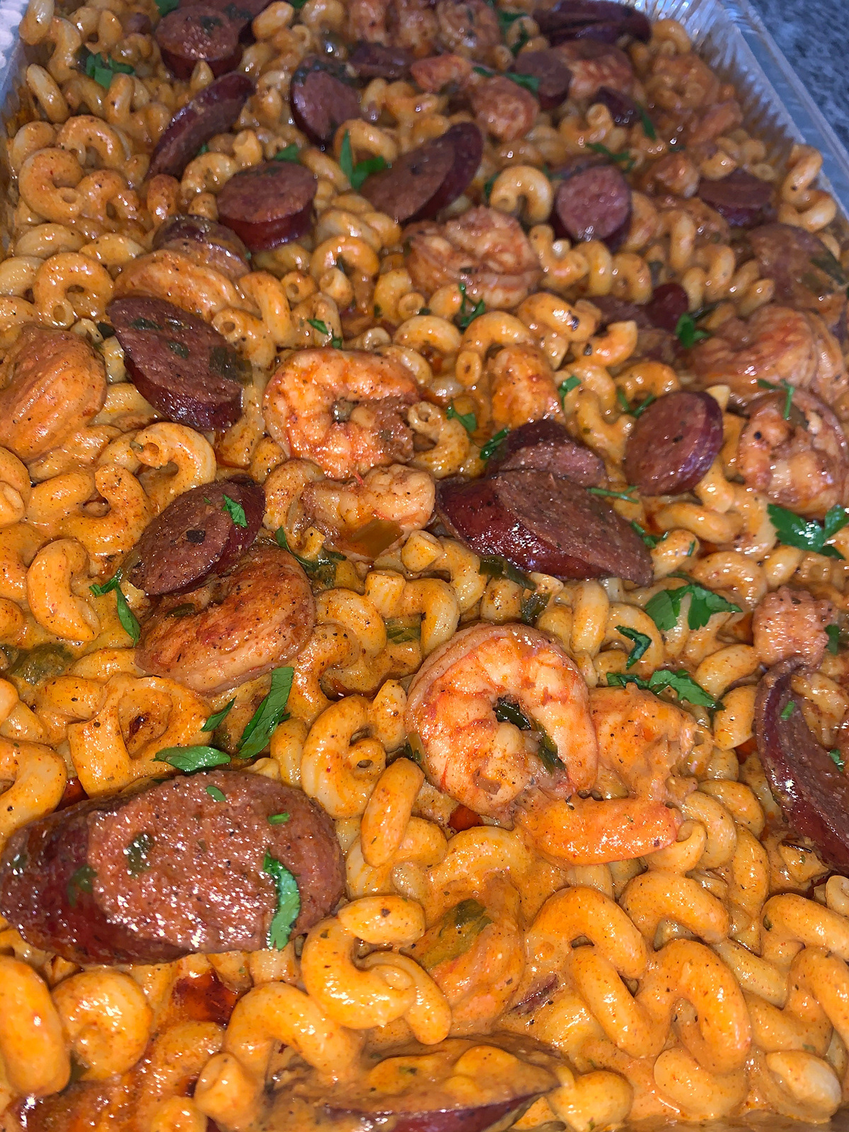 Cajun Shrimp n Sausage Mac n Cheese