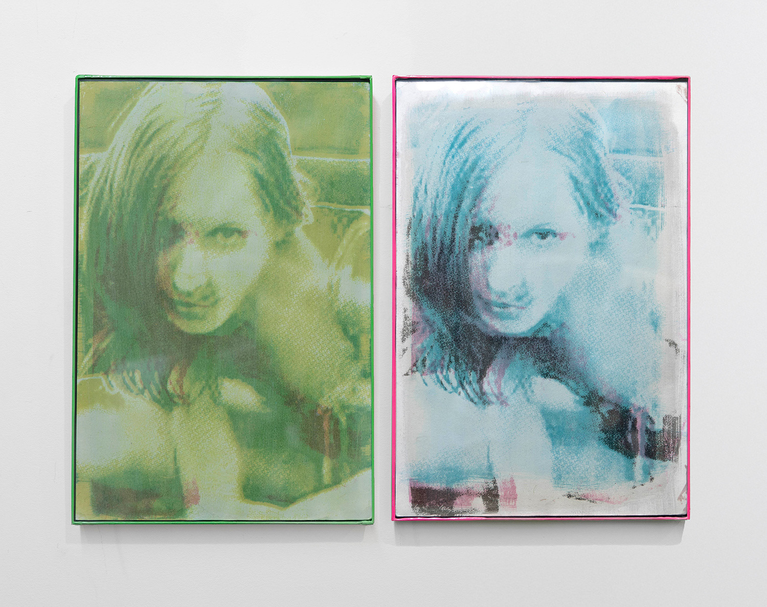 Don’t Let That Blue Girl Laugh Too Hard, 2024, Tri-Color gum bichromate print, indivdual: 18.5 x 12 inches, 47 x 30.5 cm.