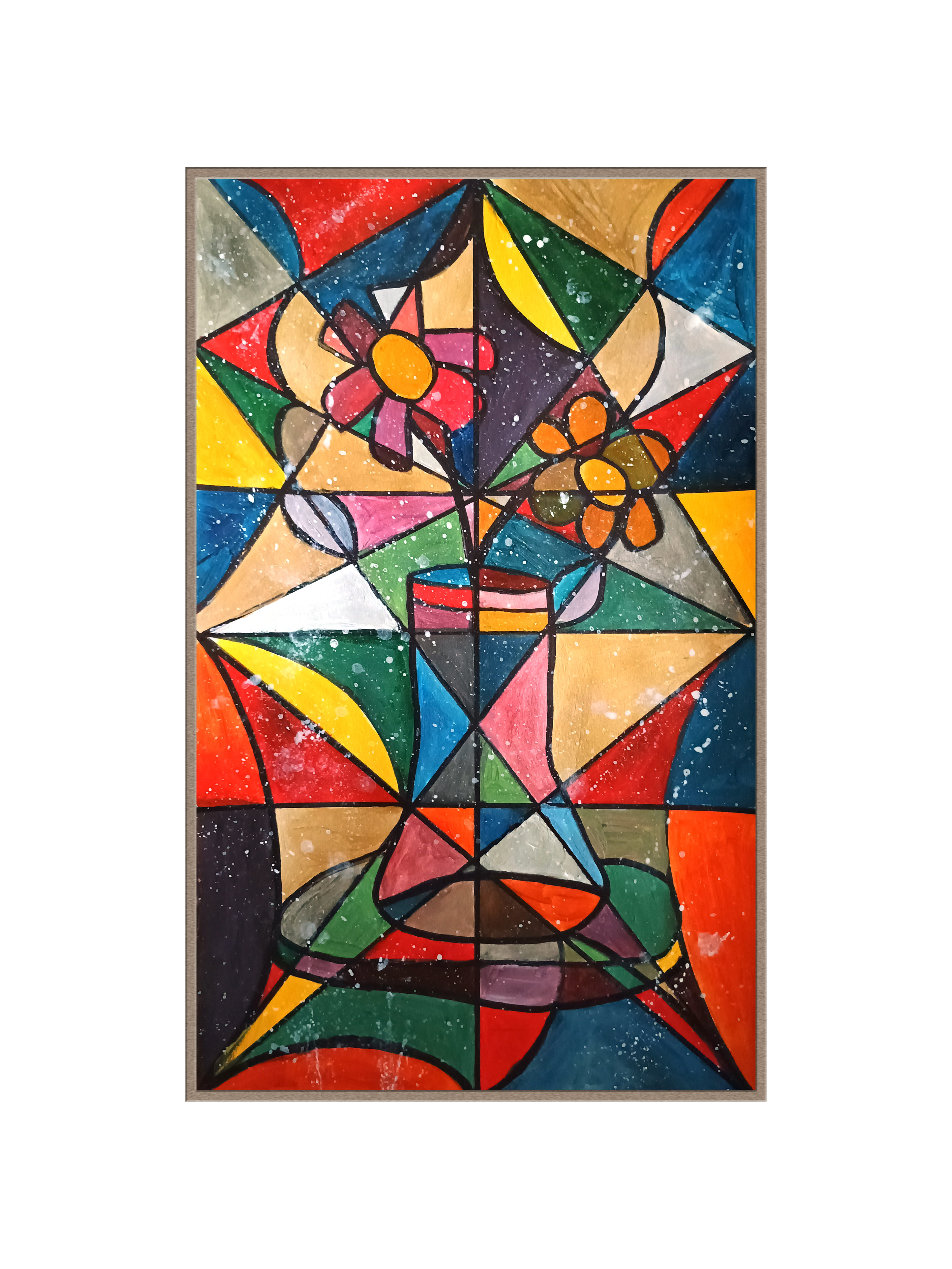 Stained Glass Flower Artwork Acrylic Poster Print