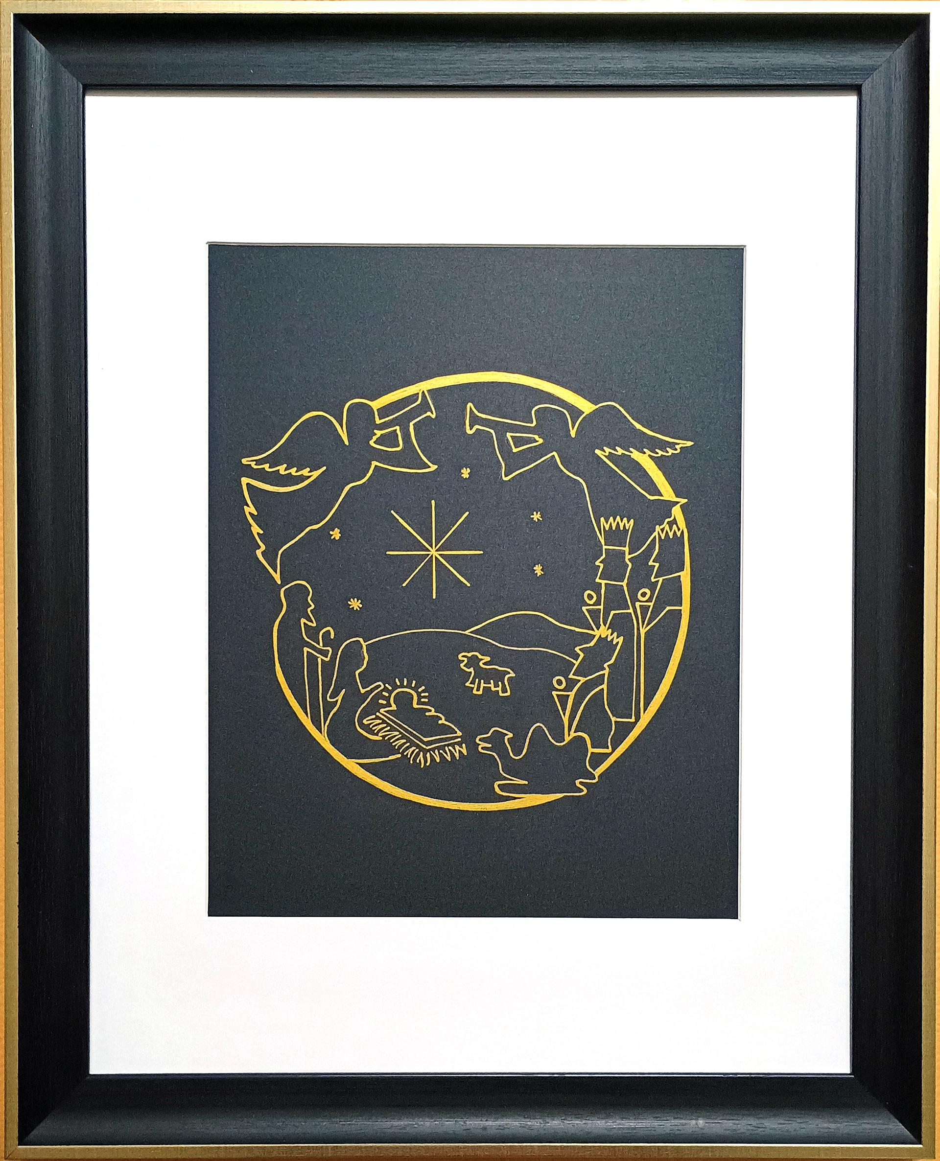 The Nativity in Gold Ink - 8" x 10" Framed
