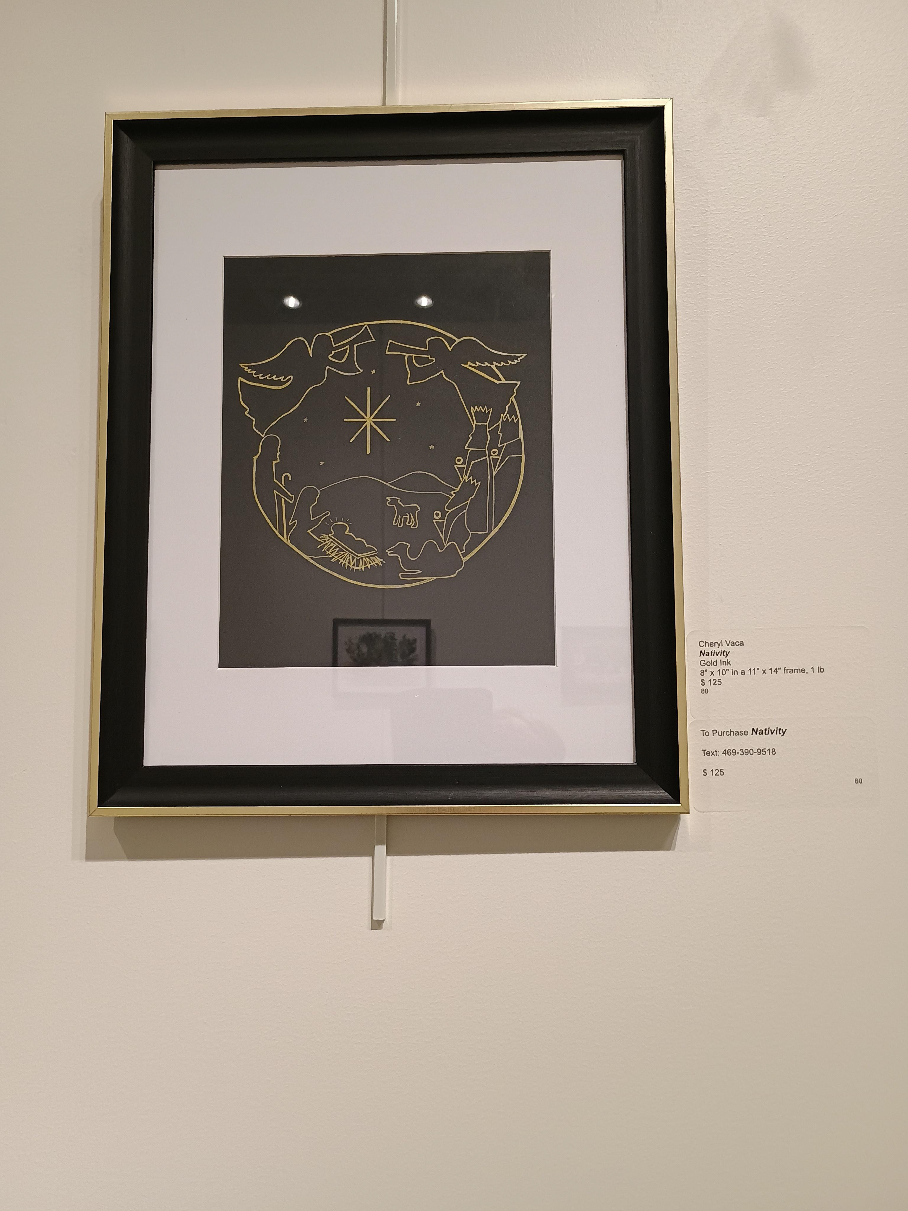 Nativity in Gold Ink, an original hand-drawn line art