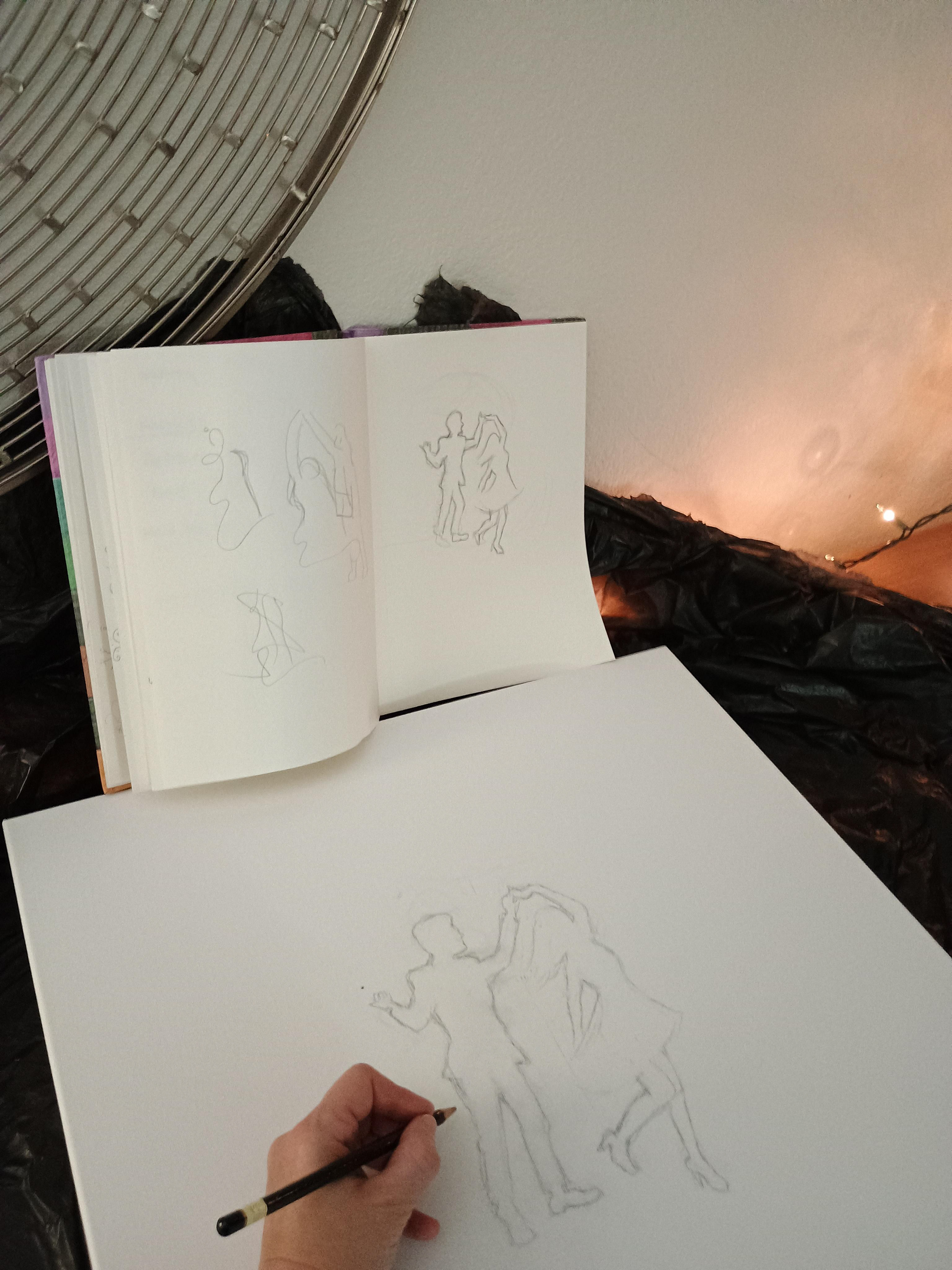 Drawing the center of an acrylic, The Dance