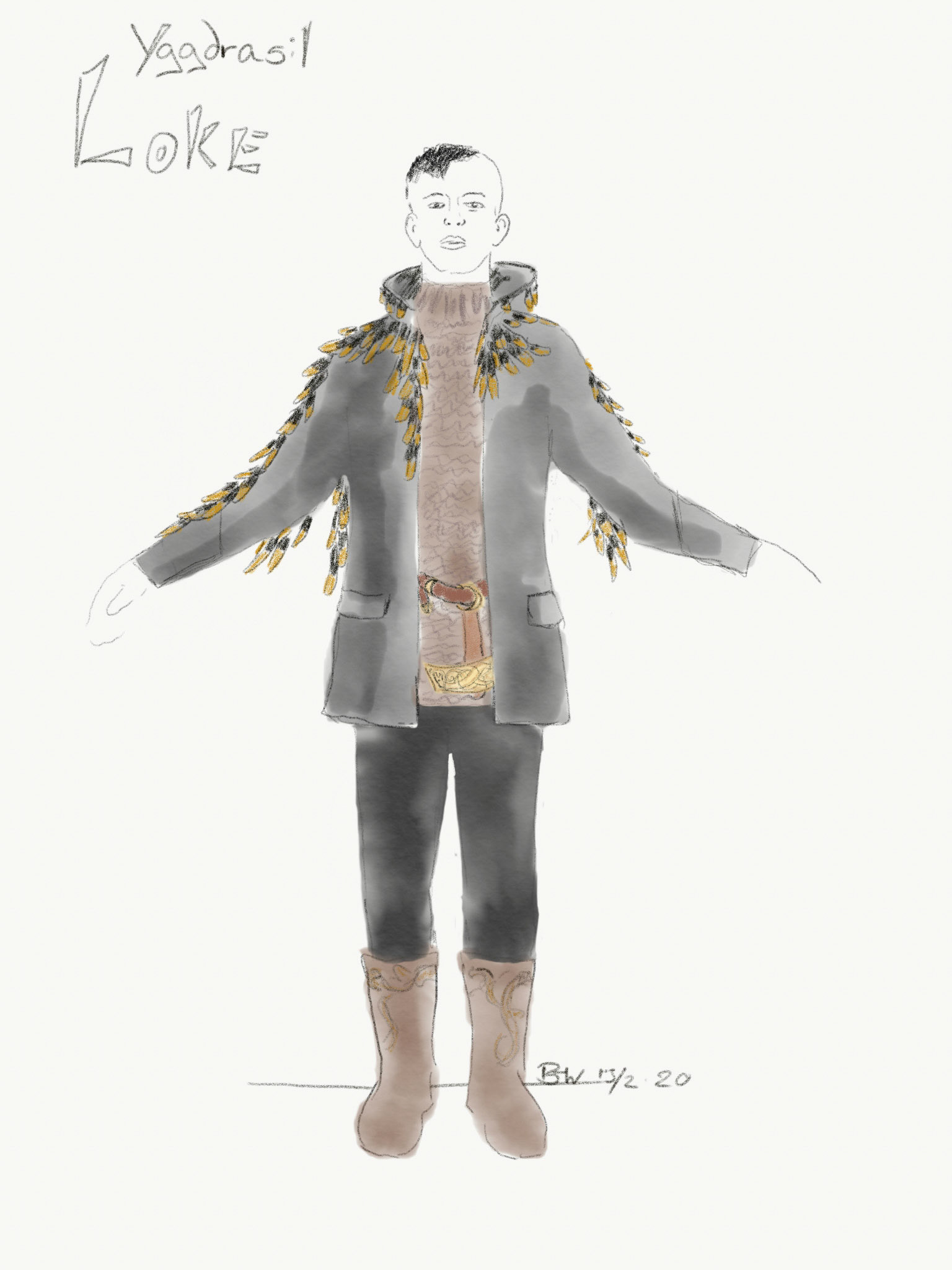 Yggdrasil, kostymetegninger Berit Haltvik With