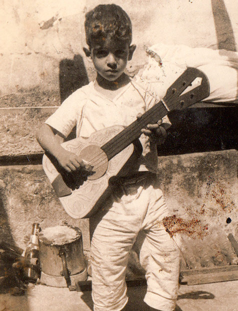 Wooden and cardboard guitar