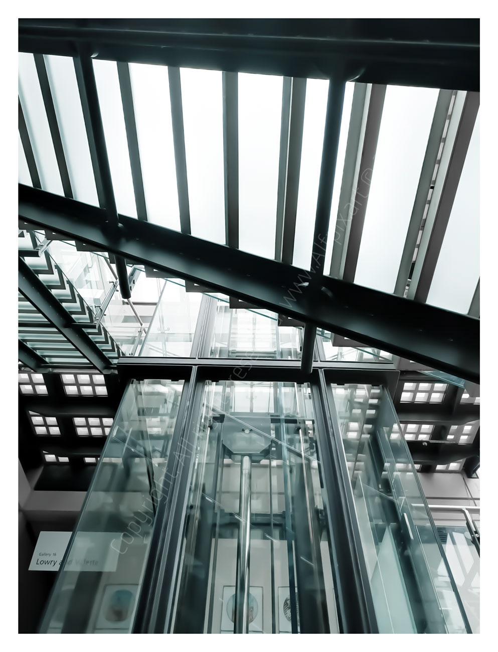 The stunningly attractive lift at Manchester Art Gallery. UK. Colour image. two of three.