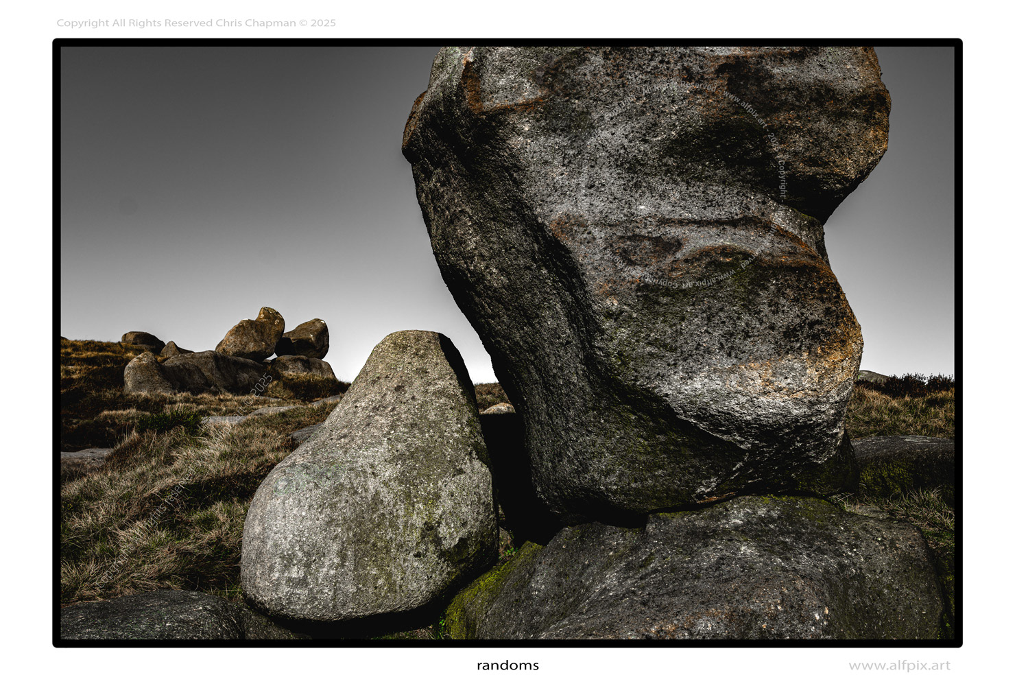 Random standing stone. Kinderscoutian rock. Bleaklow. Peak District National Park. UK. 