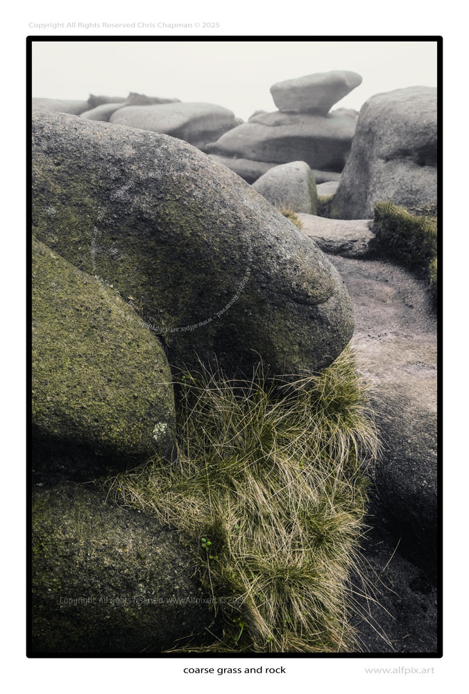 coarse grass and rocks. Kinderscout. Colour image. Alfpix.art chris chapman art photo