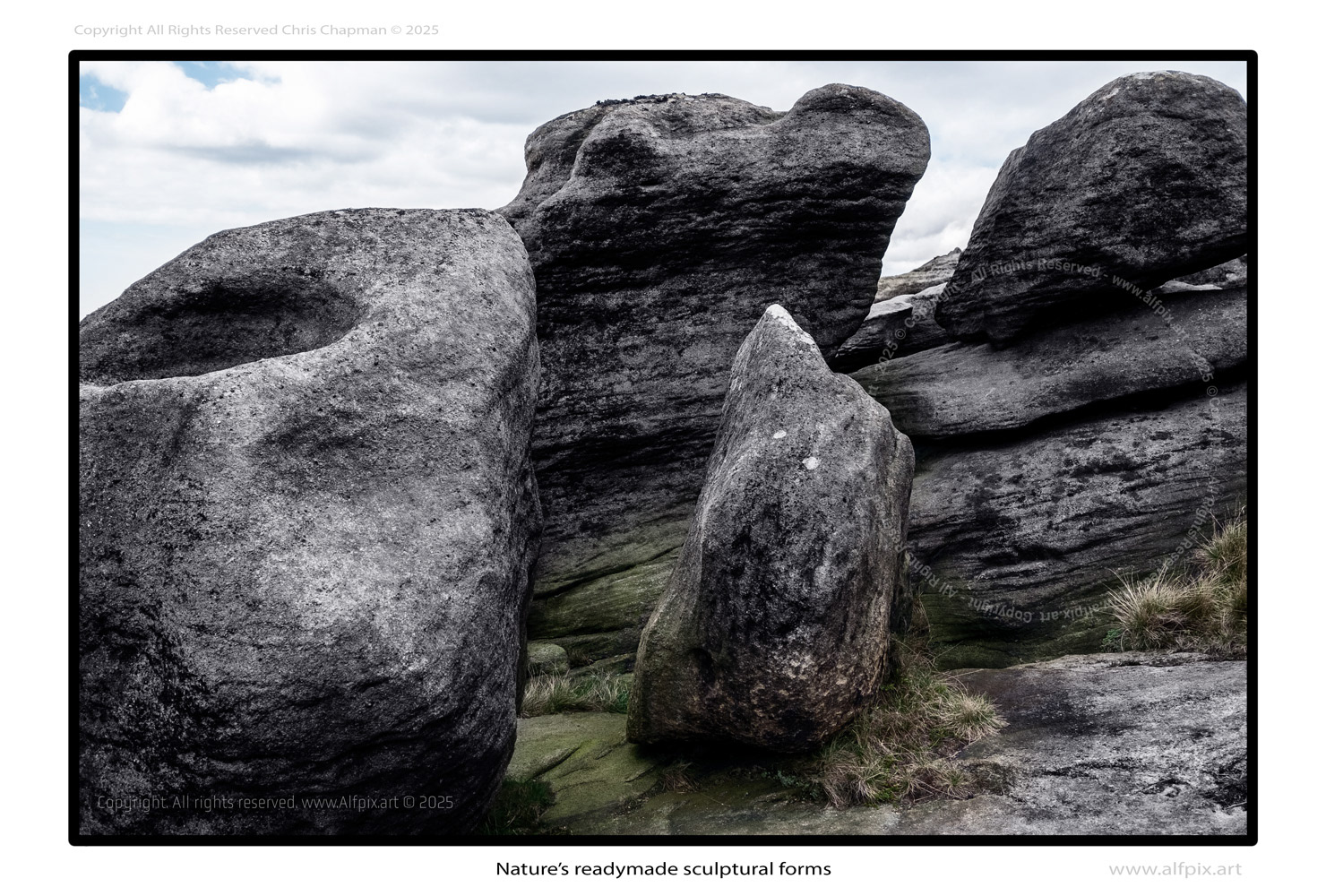 Nature's ready-made sculptures. Weirdly shaped rocks found at Woolpacks, Near the Pennine way at Edale. Derbyshire. UK