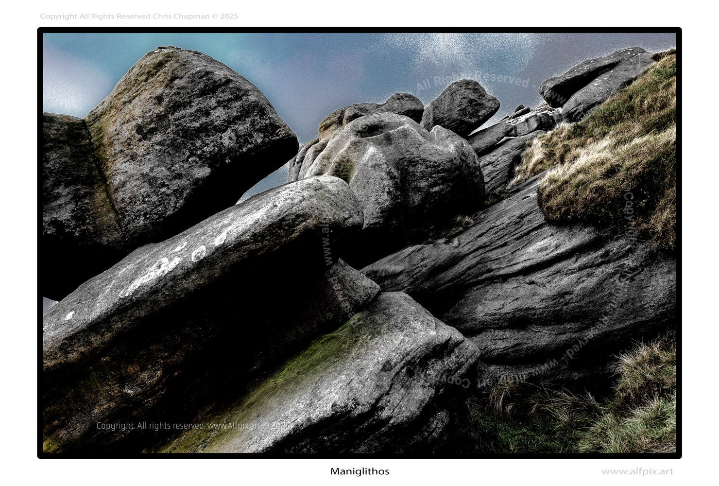Maniglithos. Portrait of rocks. Colour image.