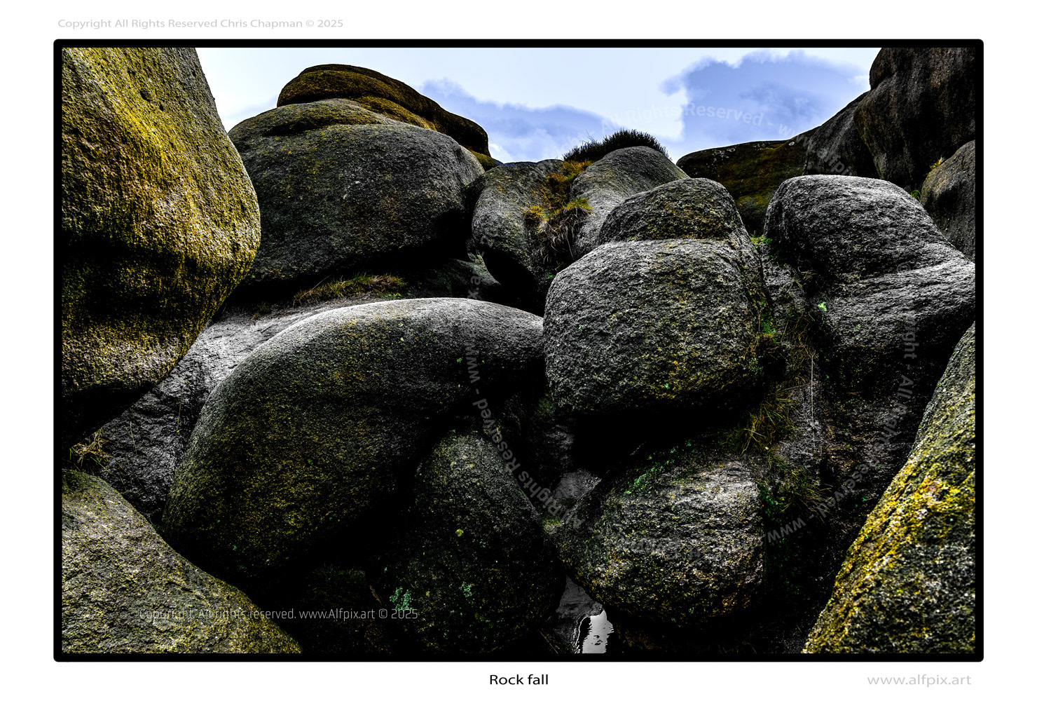 Rock fall. Colour image. Stylized photo-art. Alfpix.art Chris Chapman