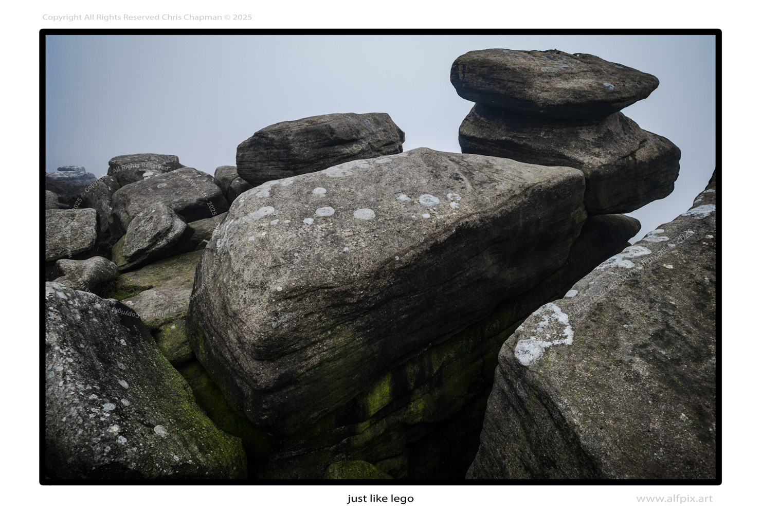 Just like lego! Granite rock formations at Derwent Edge. Peak District National Park. UK. Alfpix.art Chris Chapman. Colour image.