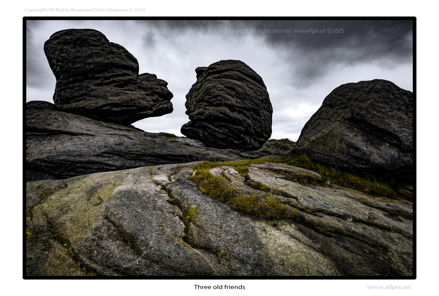 Three old friends. Wain Stones. Bleaklow. Colour image. Alfpix.art chris chapman 