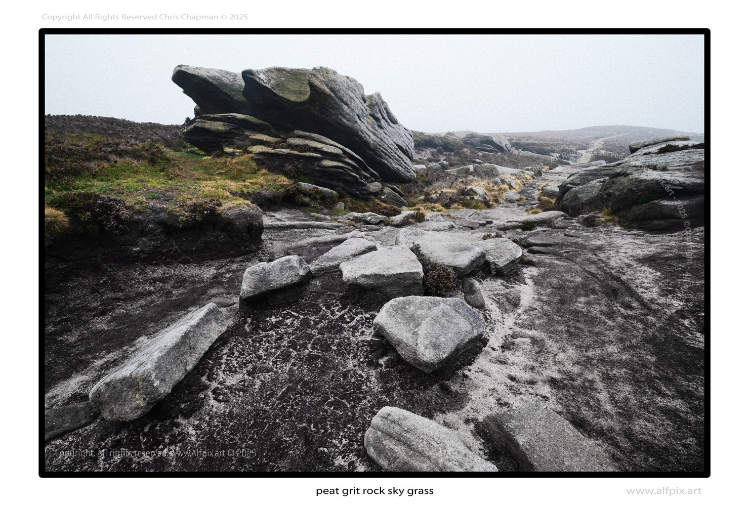 peat grit rock sky grass, Derwent Edge. colour photo. Alfpix.art chris chapman photograph