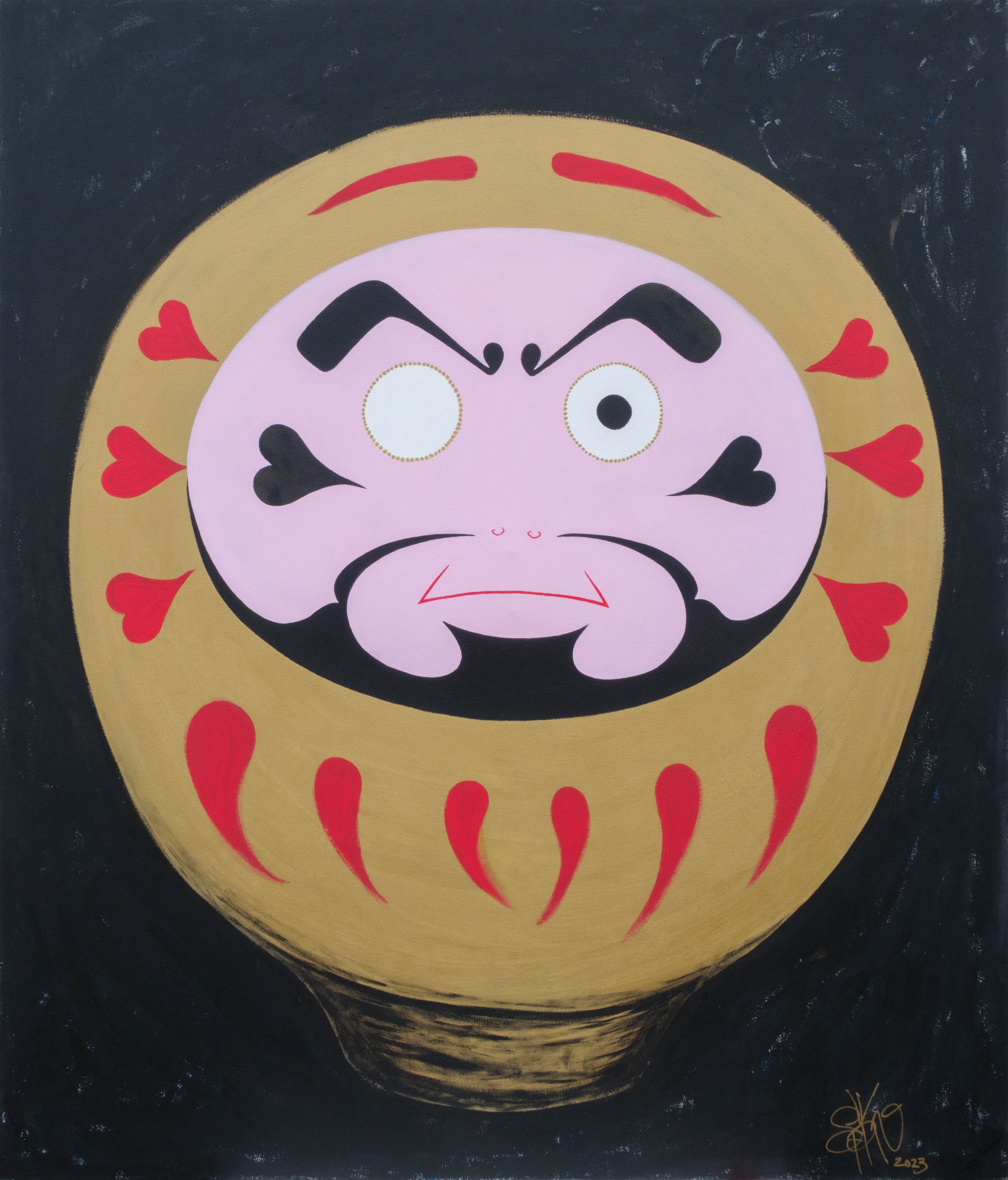 "Golden Daruma-san" - acrylic on canvas, 68"x80" 2022