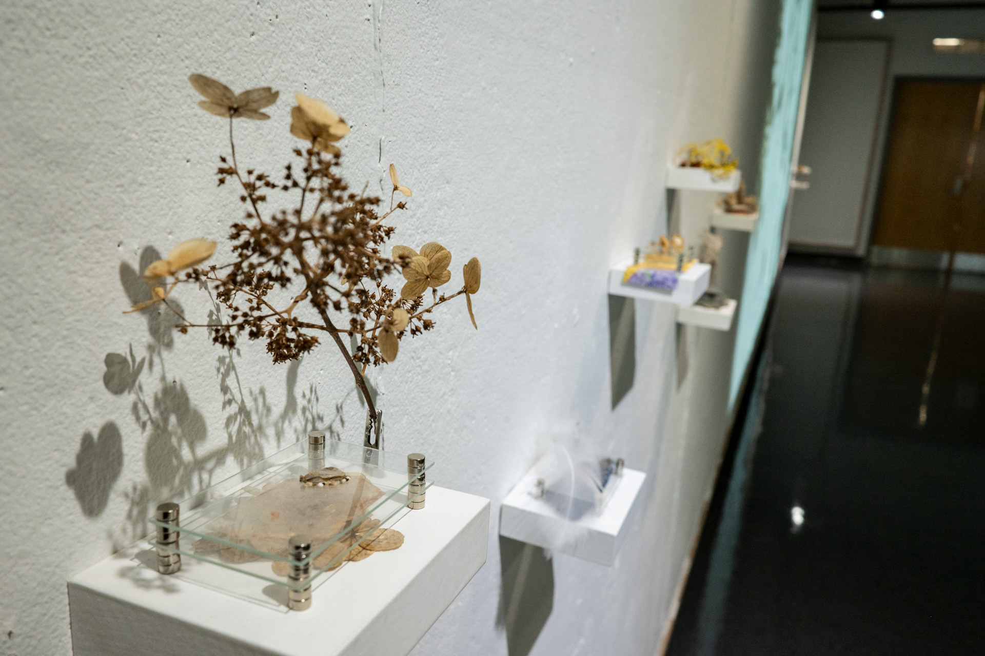 Tiny Worlds (2021-2026, sand, glass, magnets, found objects)