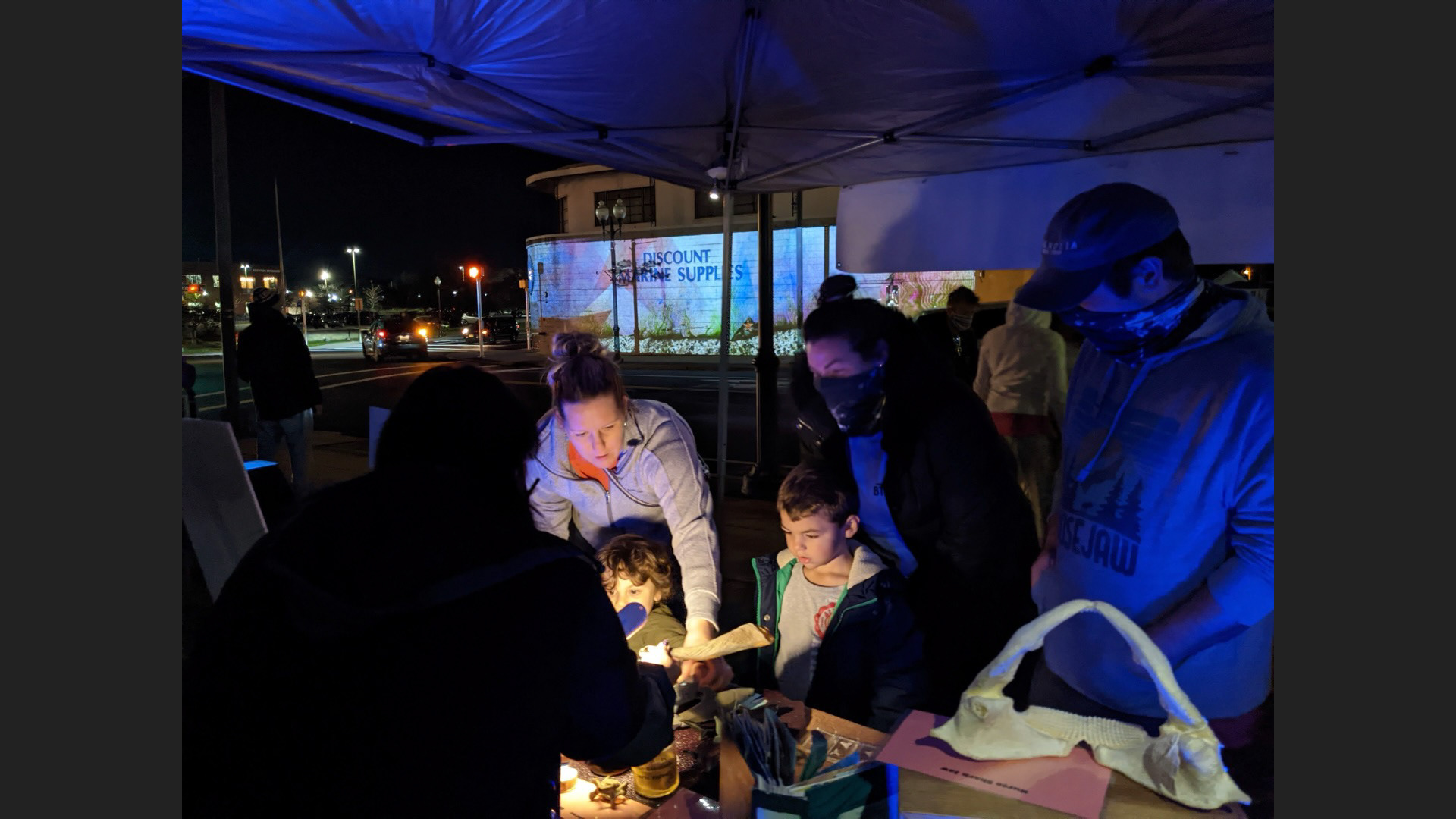 visitors learn about the ecology of the Great South Bay at  MoCA L.I.ghts