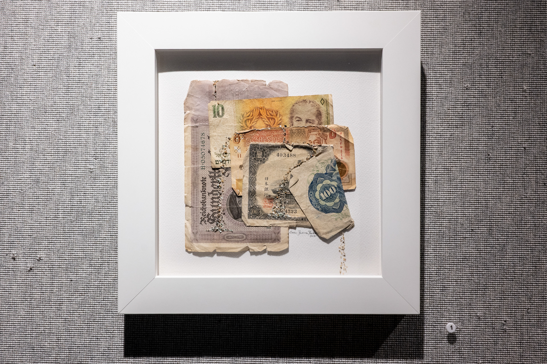 The Headwaters (2021, currency and sand)