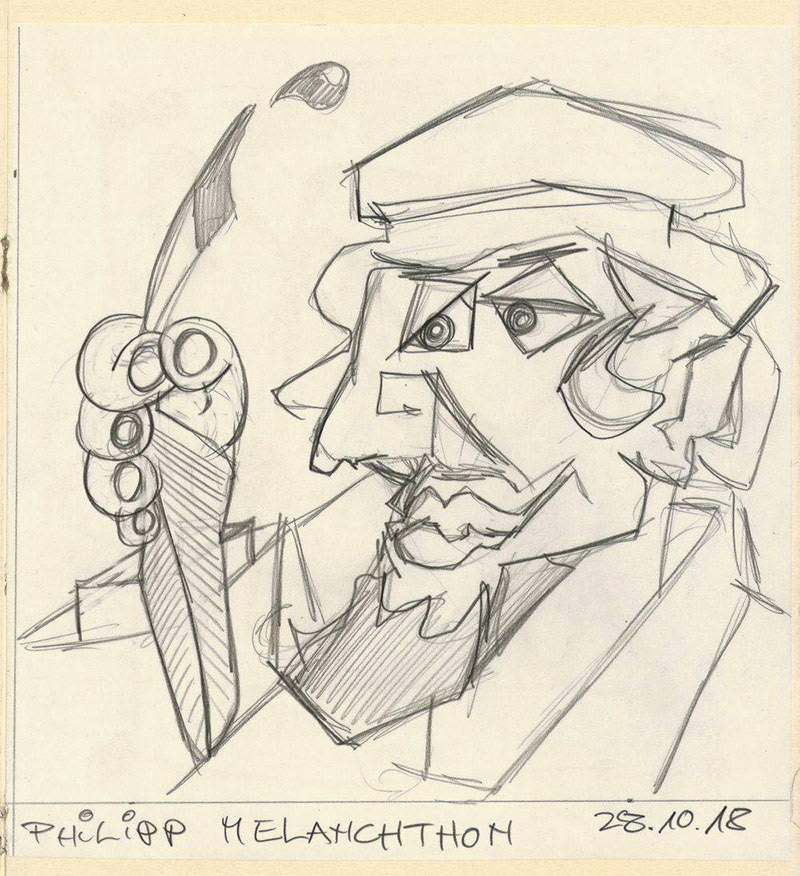 Philipp Melanchthon - Bleistiftskizze auf Skizzenpapier - 2018