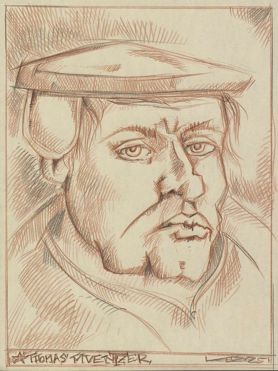 Thomas Müntzer -  Rötelkreide auf Zeichenpapier - 2025