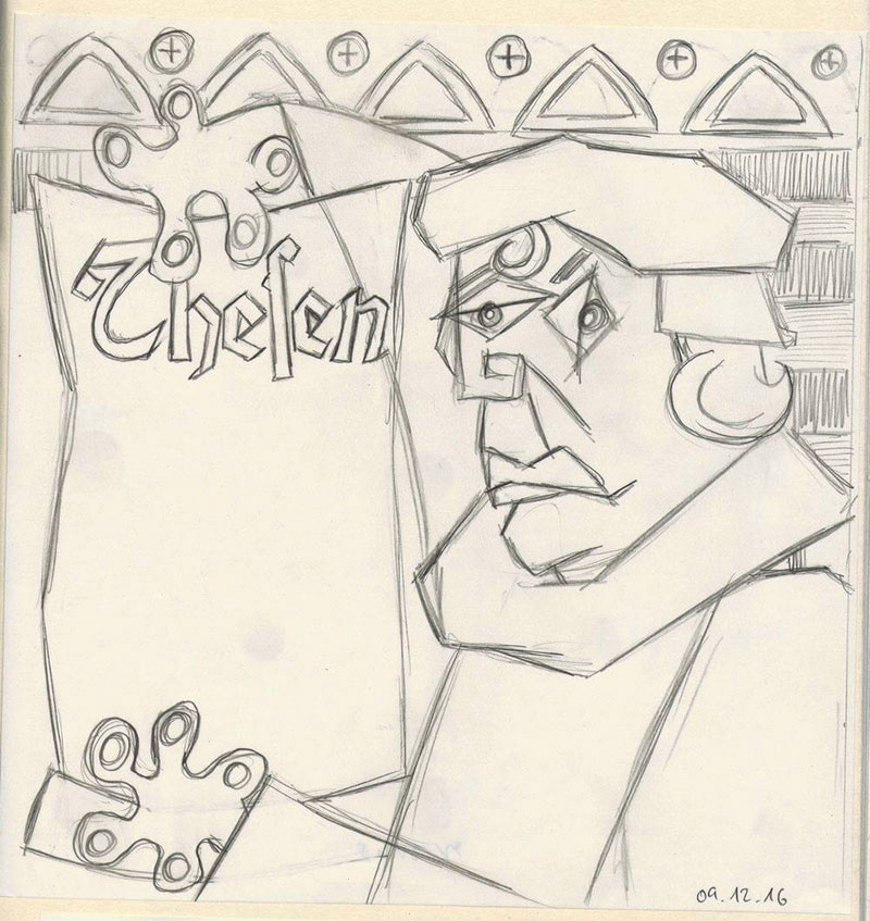 artin Luther THESEN - Bleistiftskizze auf Skizzenpapier - 2016