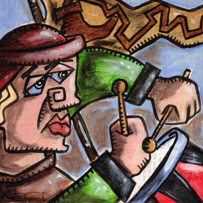 Bauernkrieg - Acryl und Collage auf HDF-Platte - 2021