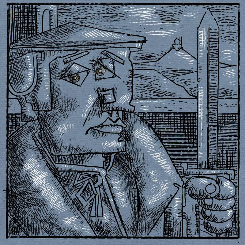 Thomas Müntzer II - Variation Blau - Digital Art - 2023